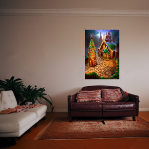 Affiche Petit village de la forêt de pain d'épices AI Ar