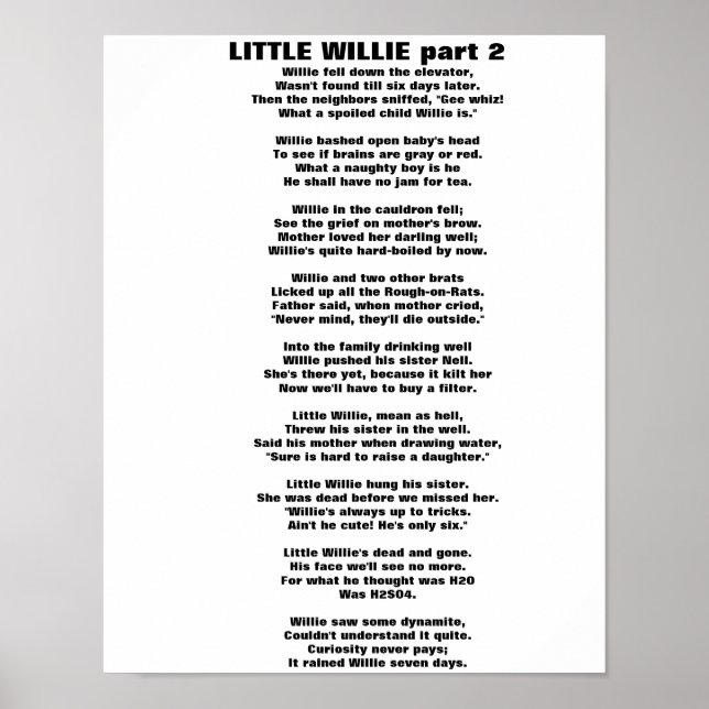 Affiche PETIT WILLIE POEM 2e partie (Devant)