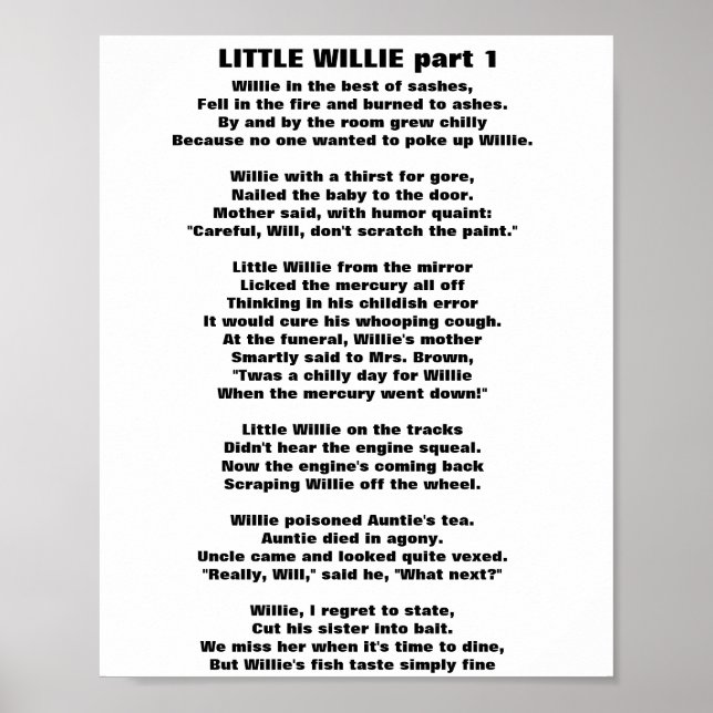 Affiche PETIT WILLIE POEM Partie 1 (Devant)