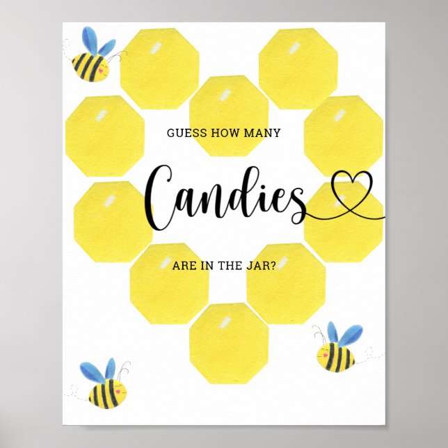 Affiche Petite abeille devine combien de bonbons (Devant)