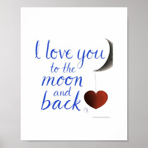 Affiche Petite Amie Petit Ami Je T'Aime Jusqu'À La Lune Et