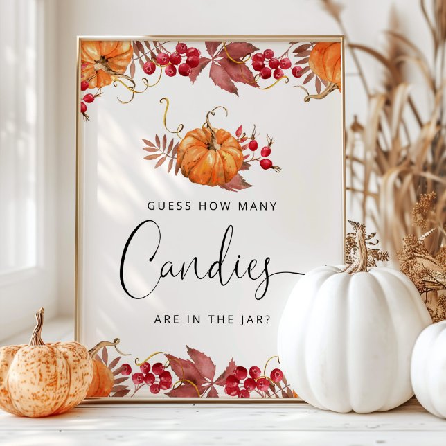 Affiche Petite baie citrouille devinez combien de bonbons (Créateur téléchargé)