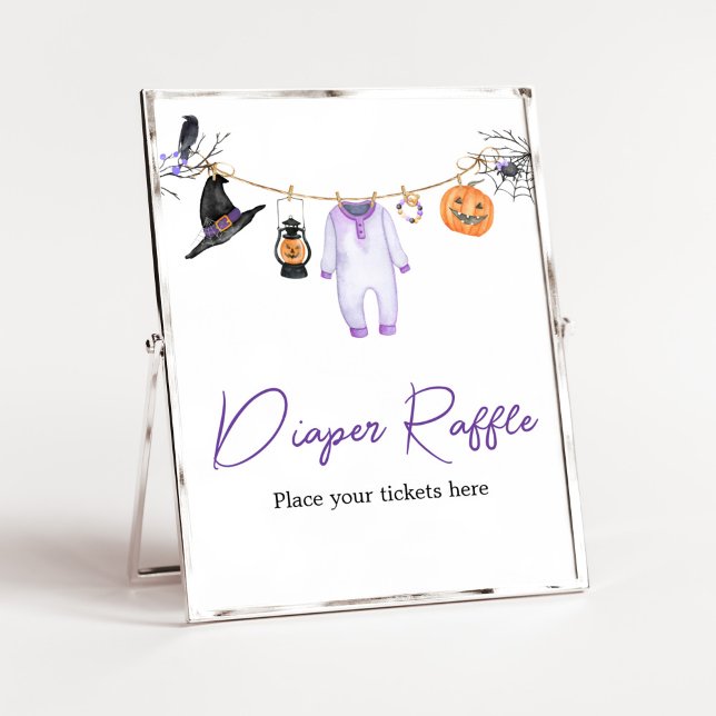 Affiche Petite barrette violette Halloween Raffle de couch (Halloween Baby Clothes Baby Shower Diaper Raffle Sign)