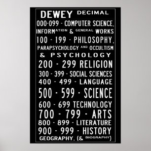 Affiche Petite bibliothèque domestique Busroll décimal Dew