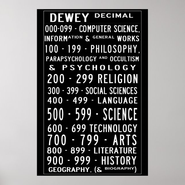 Affiche Petite bibliothèque domestique Busroll décimal Dew (Devant)