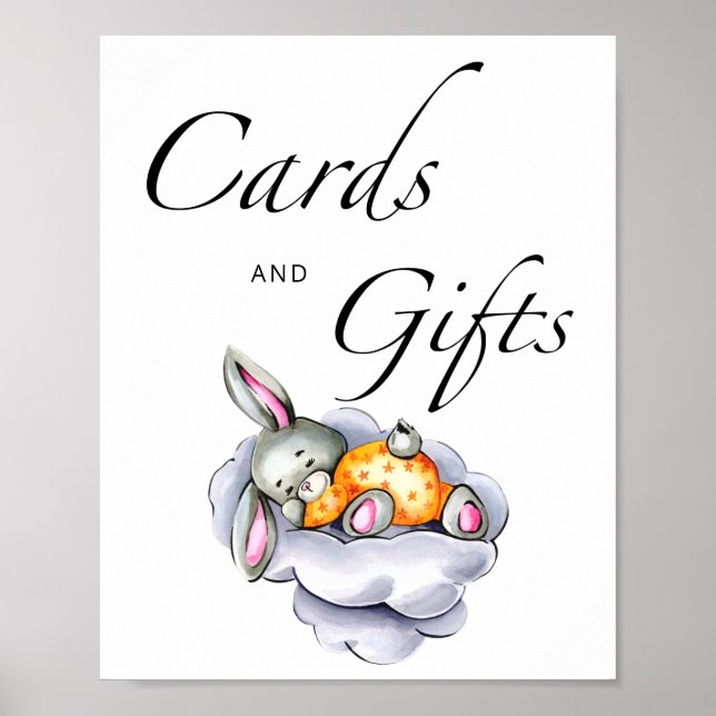 Affiche Petite carte lapin et signe cadeau (Devant)