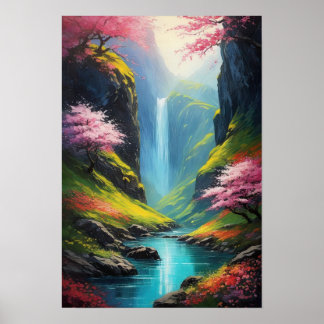 Affiche Petite cascade dans le canyon de Charming