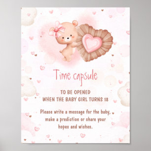 Affiche Petite Chérie Rose Baby Shower Jeu Capsule Tempore