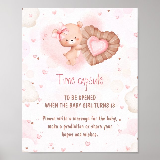 Affiche Petite Chérie Rose Baby Shower Jeu Capsule Tempore (Devant)