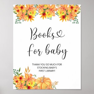 Affiche Petite citrouille à l'aquarelle, livres d'automne