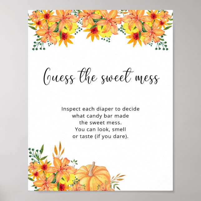 Affiche petite citrouille devine le doux désordre baby sho (Devant)