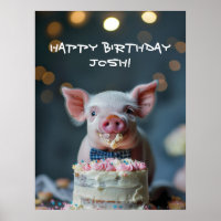 Petite colle de porc sur un gâteau d'anniversaire