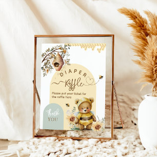 Affiche Petite couche de Baby shower de l'ours d'abeille m