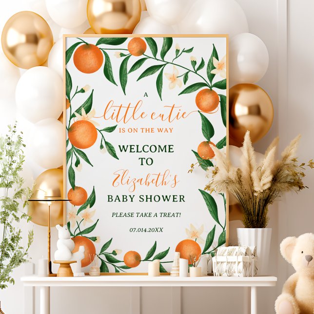 Affiche Petite cuite d'agrumes botaniques orange (Botanical citrus orange little cutie welcome poster)