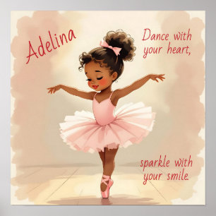 Affiche Petite danseuse en tutu rose personnalisé