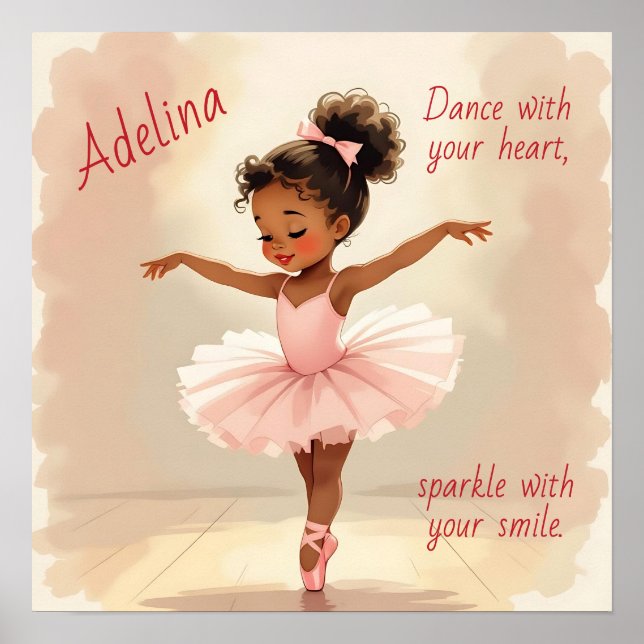 Affiche Petite danseuse en tutu rose personnalisé (Devant)