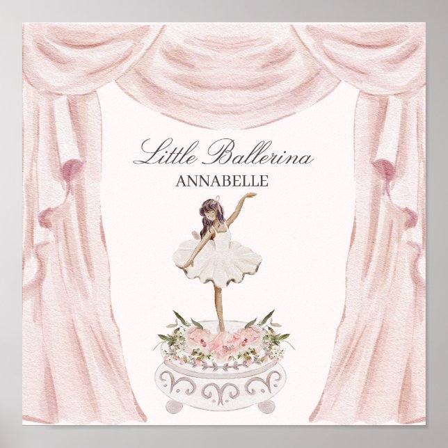 Affiche Petite danseuse rose pour Baby Shower ou anniversa (Devant)