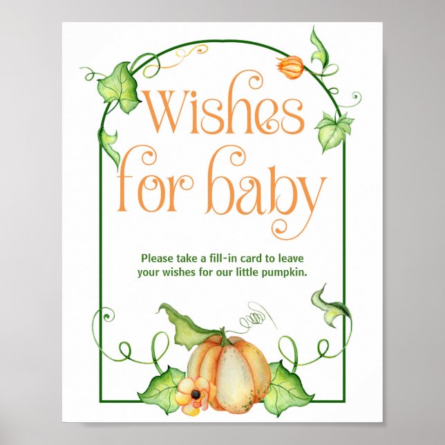 Affiche Petite douche Citrouille Wings for Baby Game Sign (Devant)