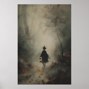 Affiche Petite Enfant Sorcière Dans les Bois Sombres Brume