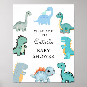 Affiche Petite Fête de Bébé Dinosaure Mignon