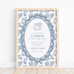 Affiche Petite Fête de Naissance Citrouille Bleue
