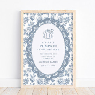 Affiche Petite Fête de Naissance Citrouille Bleue