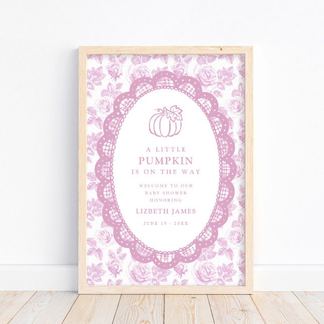 Affiche Petite Fête de Naissance Citrouille Rose (Créateur téléchargé)