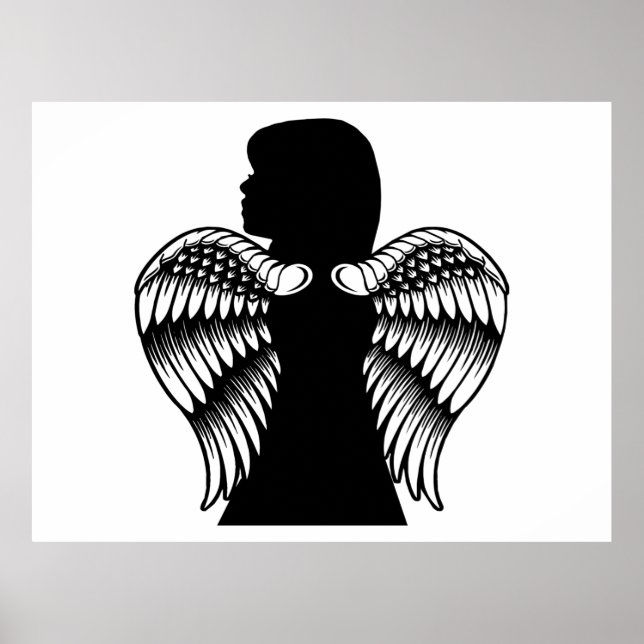 Affiche Petite fille ange Silhouette Imaginaire art (Devant)
