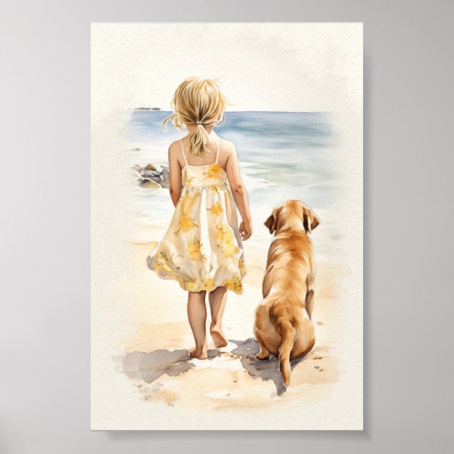 Affiche Petite fille avec labrador (Devant)