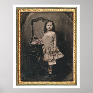 Affiche Petite fille avec un panier de fleurs (40319)