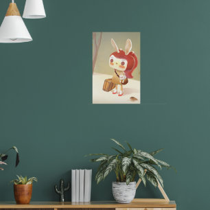 Affiche Petite fille avec une valise perdue dans les pos d