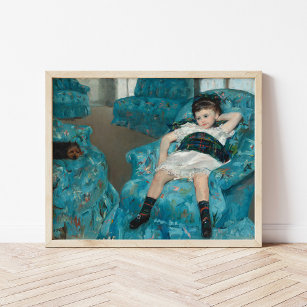 Affiche Petite fille dans un fauteuil bleu   Mary Cassatt