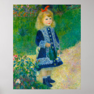 Affiche Petite fille en bleu Renoir avec canne à eau