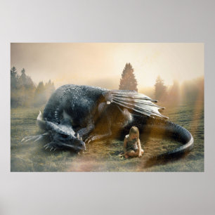 Affiche Petite fille et son Dragon