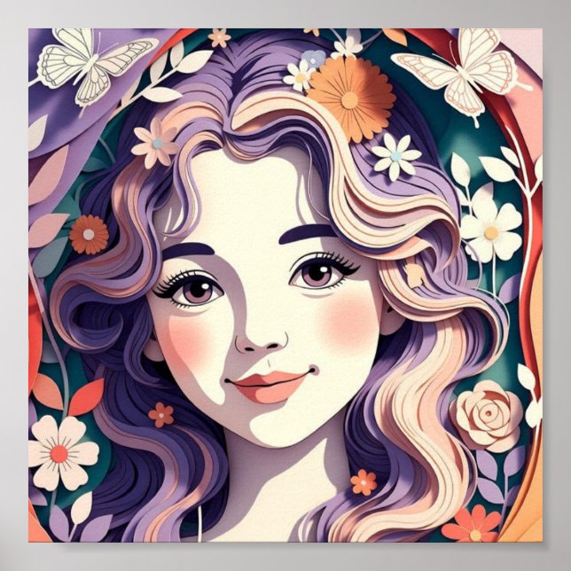 Affiche Petite Fille Florale de Rêve (Devant)