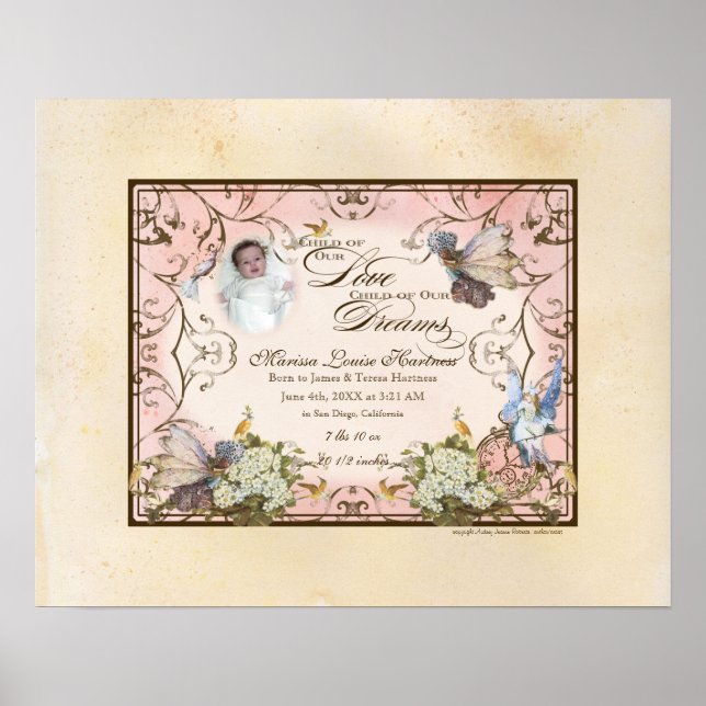 Affiche Petite fille personnalisée - Princesse Féerie ench (Devant)