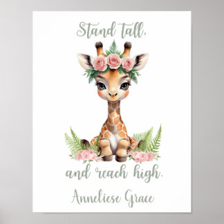 Affiche Petite fille personnalisée Safari Nursery Cute Gir