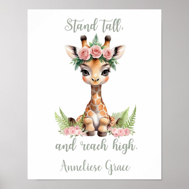 Affiche Petite fille personnalisée Safari Nursery Cute Gir (Devant)