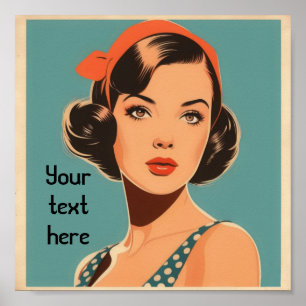Affiche Petite fille rétro avec texte personnalisé