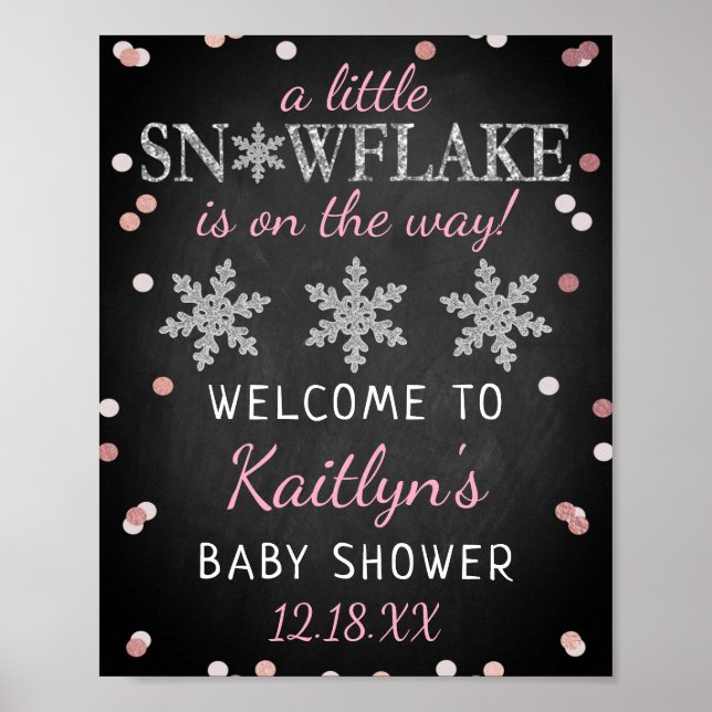 Affiche Petite Flamme de neige Filles Baby shower d'hiver  (Devant)