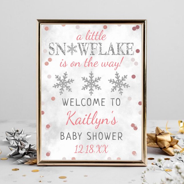 Affiche Petite Flamme de neige Filles Baby shower d'hiver  (Créateur téléchargé)