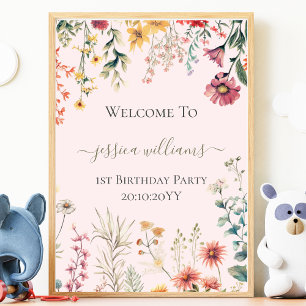 Affiche Petite Fleur Sauvage Fête son Premier Anniversaire