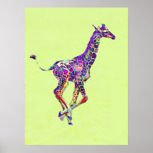 Affiche petite girafe colorée