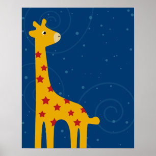 Affiche Petite girafe illustration art Savana mignonne