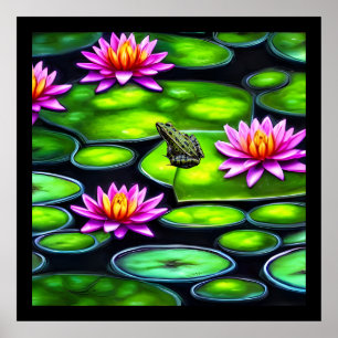 Affiche Petite grenouille sur Lily Pad