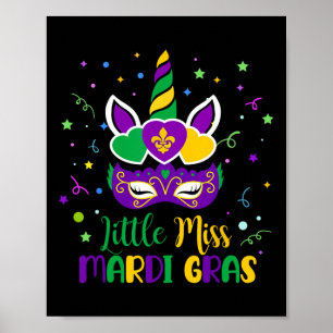 Affiche Petite Mademoiselle Licorne de Carnaval Mardi Gras