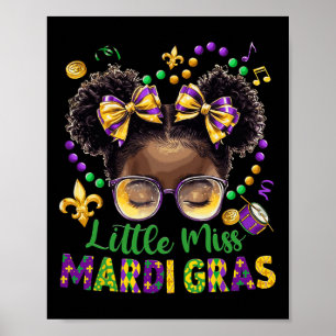 Affiche Petite Mademoiselle Mardi Gras Afro Chignon Fille