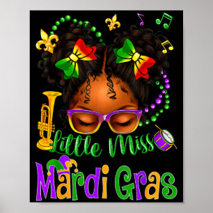 Affiche Petite Mademoiselle Mardi Gras Nœud Filles Enfants