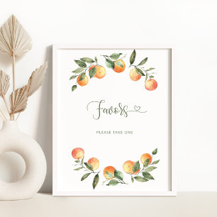 Affiche Petite mignonne aquarelle oranges Favoriser signe