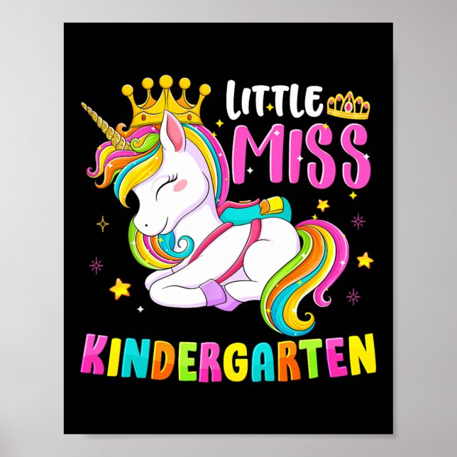 Affiche Petite Mlle Kindergarten Retour À L'École Bonjour  (Devant)